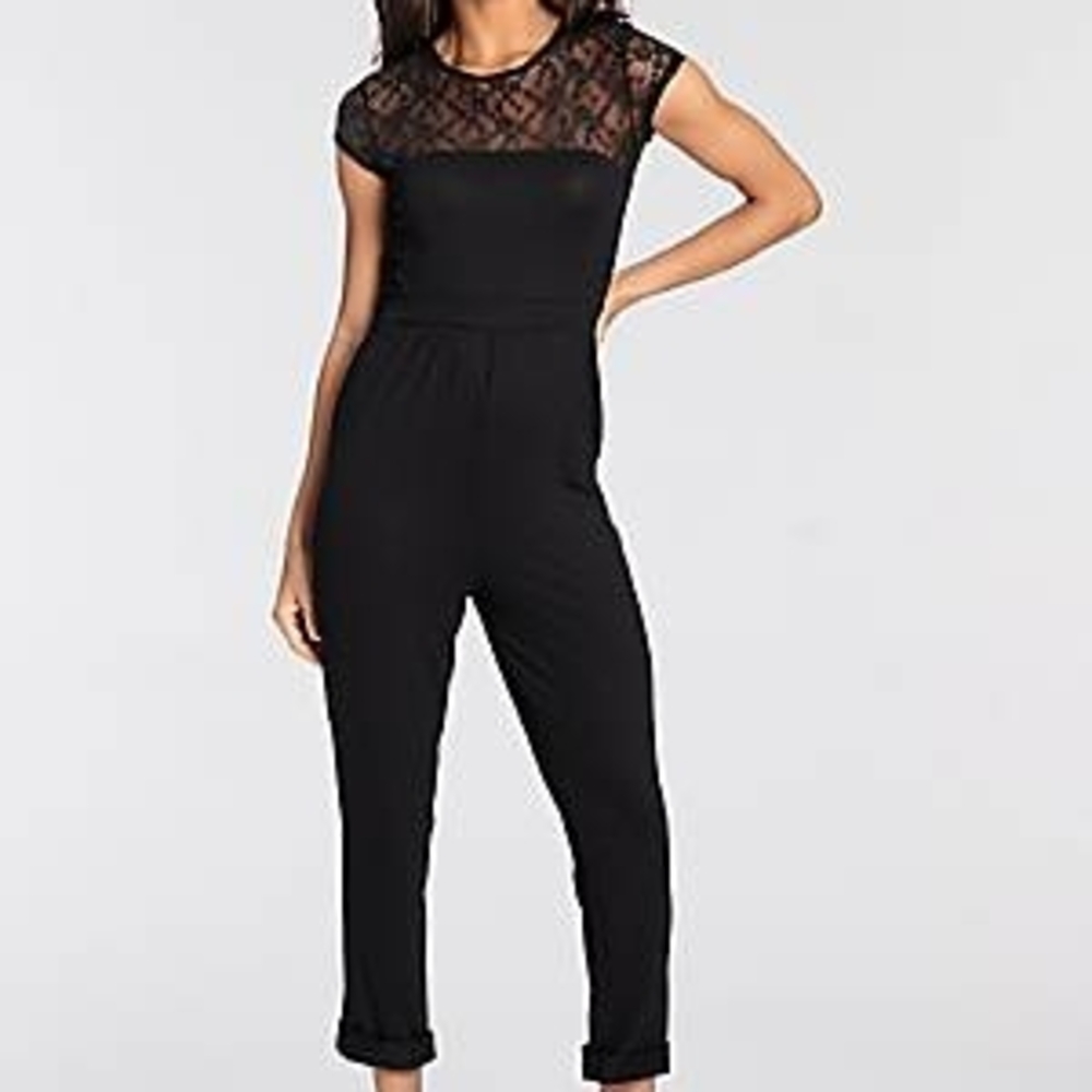 Love Tease Black Lace Cap Sleeve Jumpsuit
